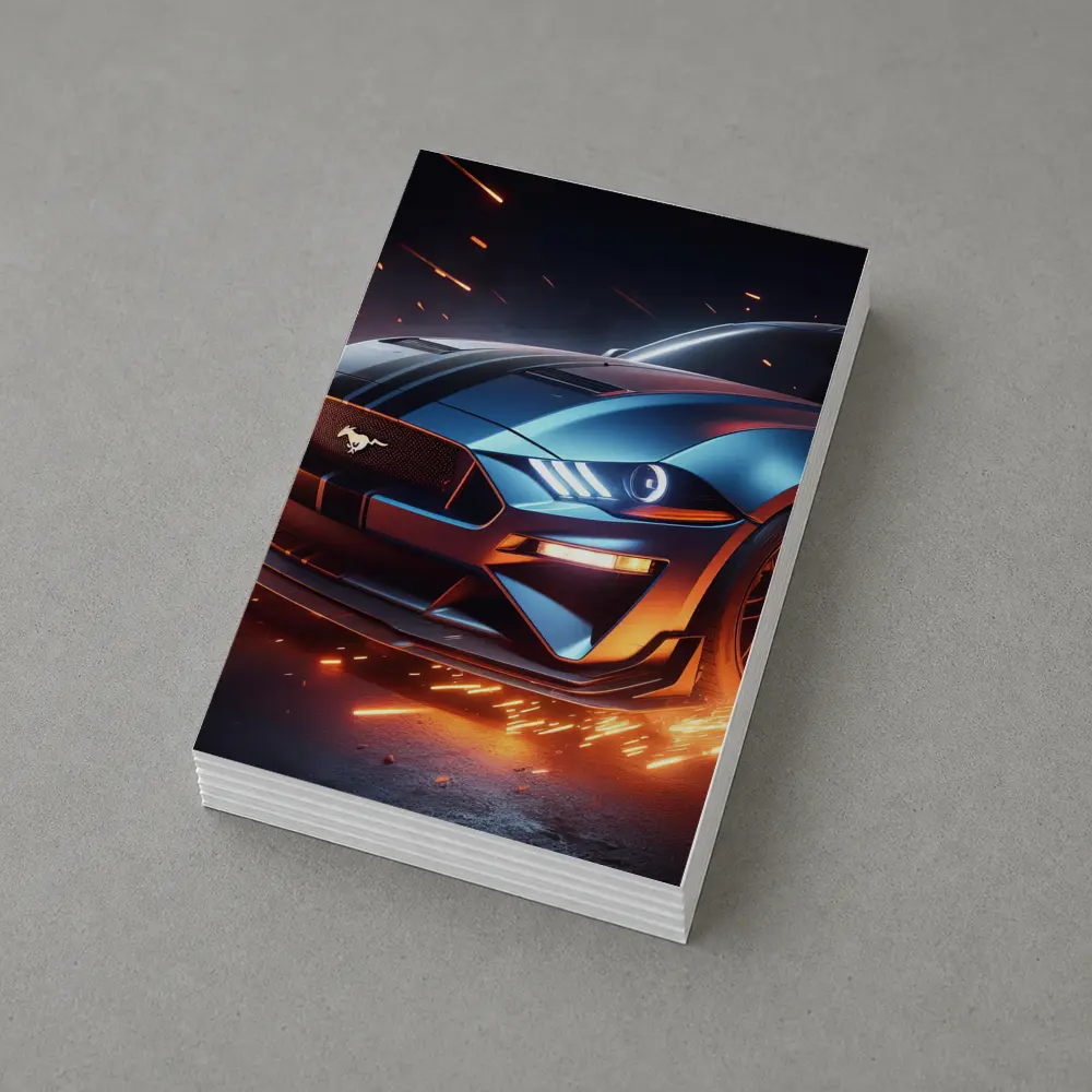 Ford Mustang GT Fire Sparks Dark Background – Postcards
