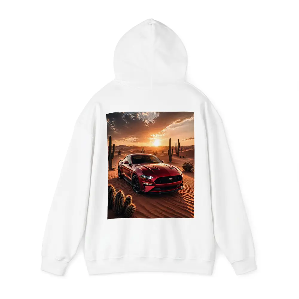 Ford Mustang GT Red Desert Sunset Scene – Hoodies