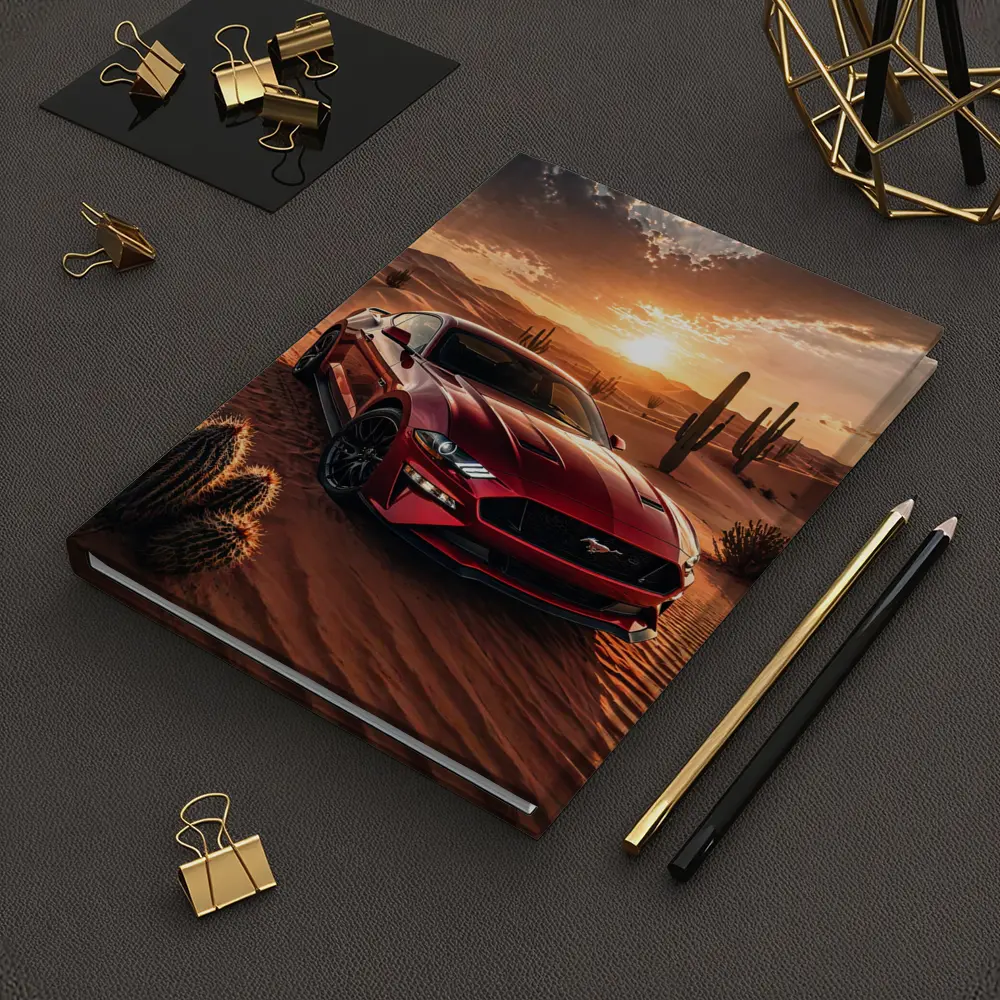 Ford Mustang GT Red Desert Sunset Scene – Notebooks