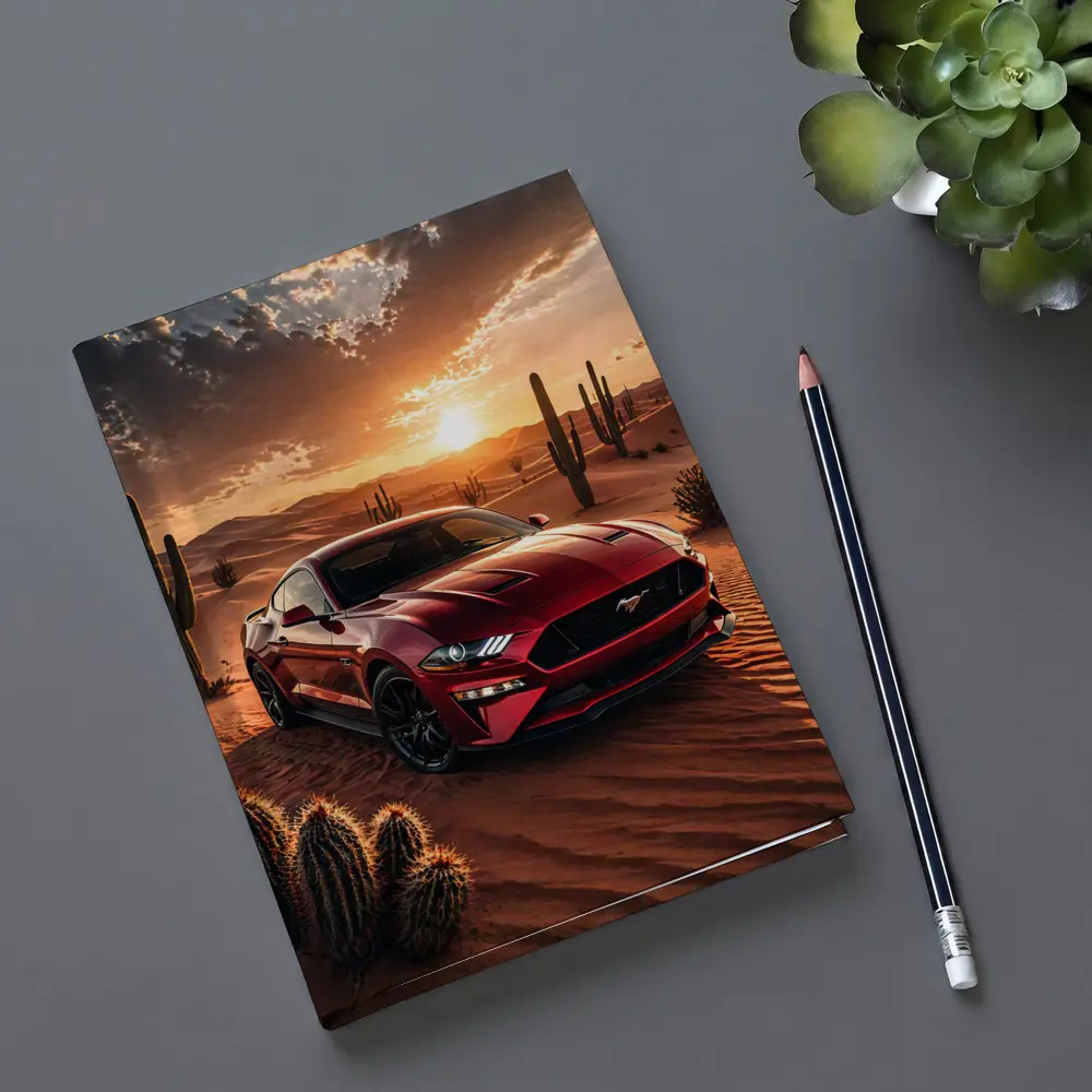 Ford Mustang GT Red Desert Sunset Scene – Notebooks