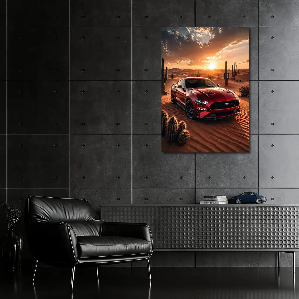 Ford Mustang GT Red Desert Sunset Scene – Wall Art