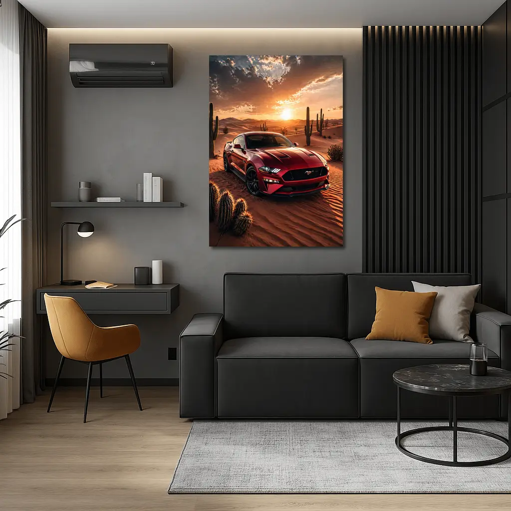 Ford Mustang GT Red Desert Sunset Scene – Wall Art