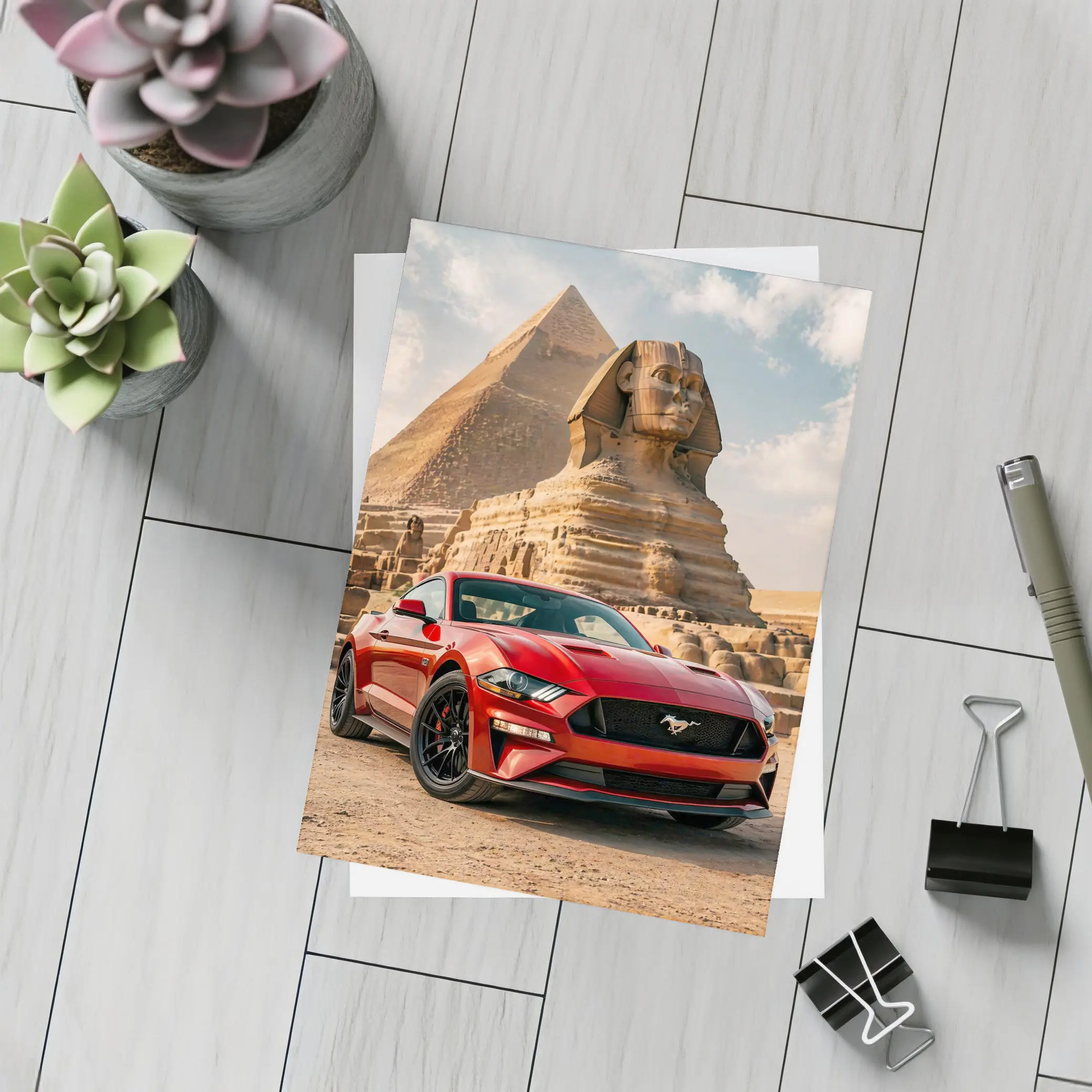 Ford Mustang GT Egypt Pyramids Sphinx – Postcards