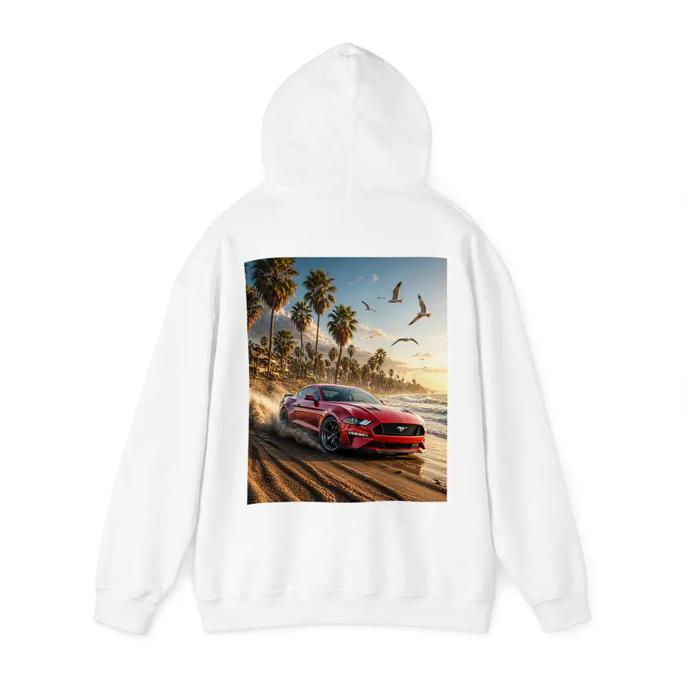 Ford Mustang Red Beach Palm Trees Sunset – Hoodies