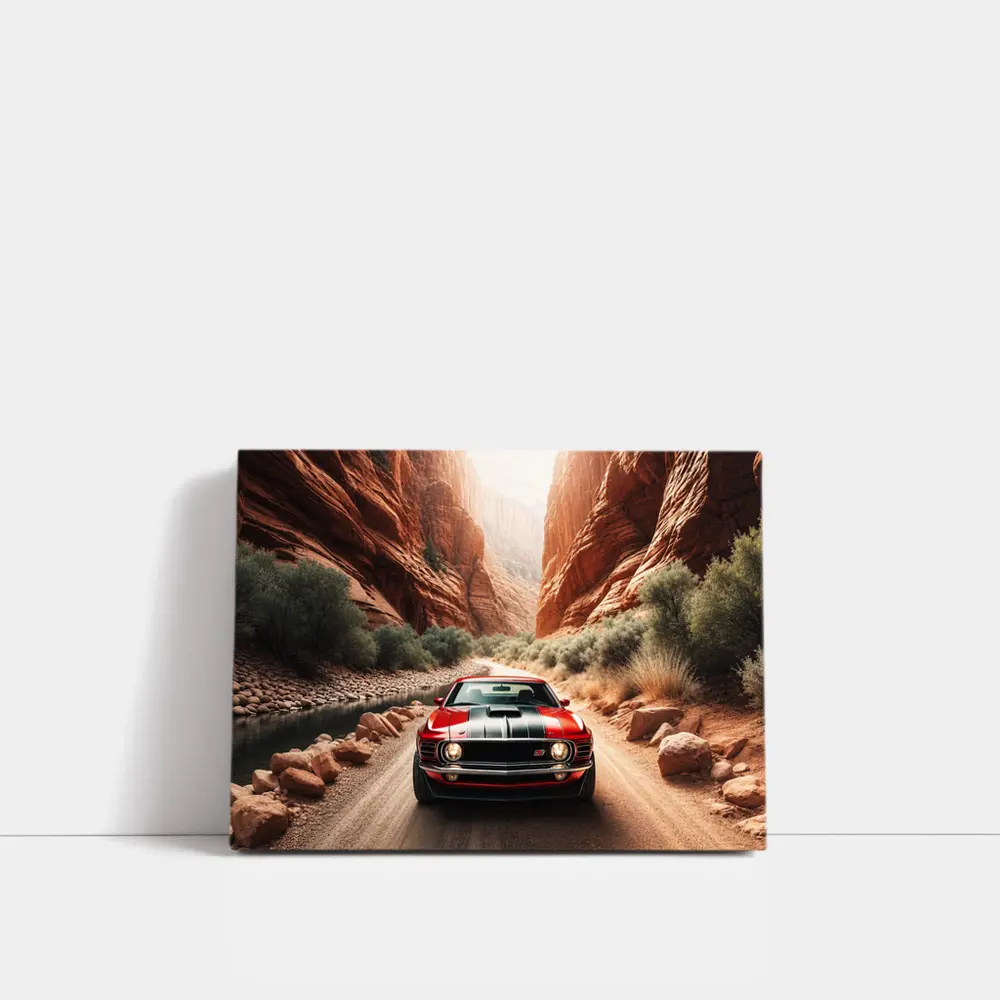 Ford Mustang Mach One Red Canyon Road – Wall Art