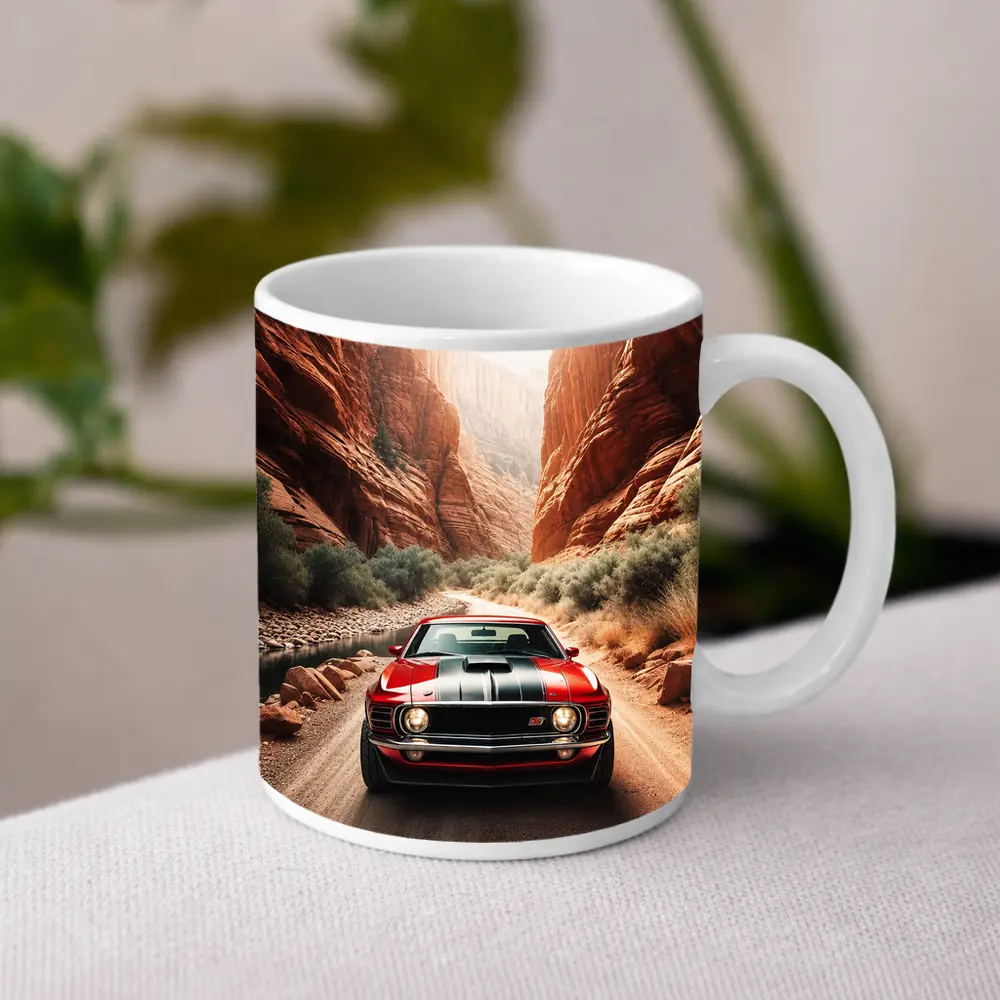 Ford Mustang Mach One Red Canyon Road – Mugs