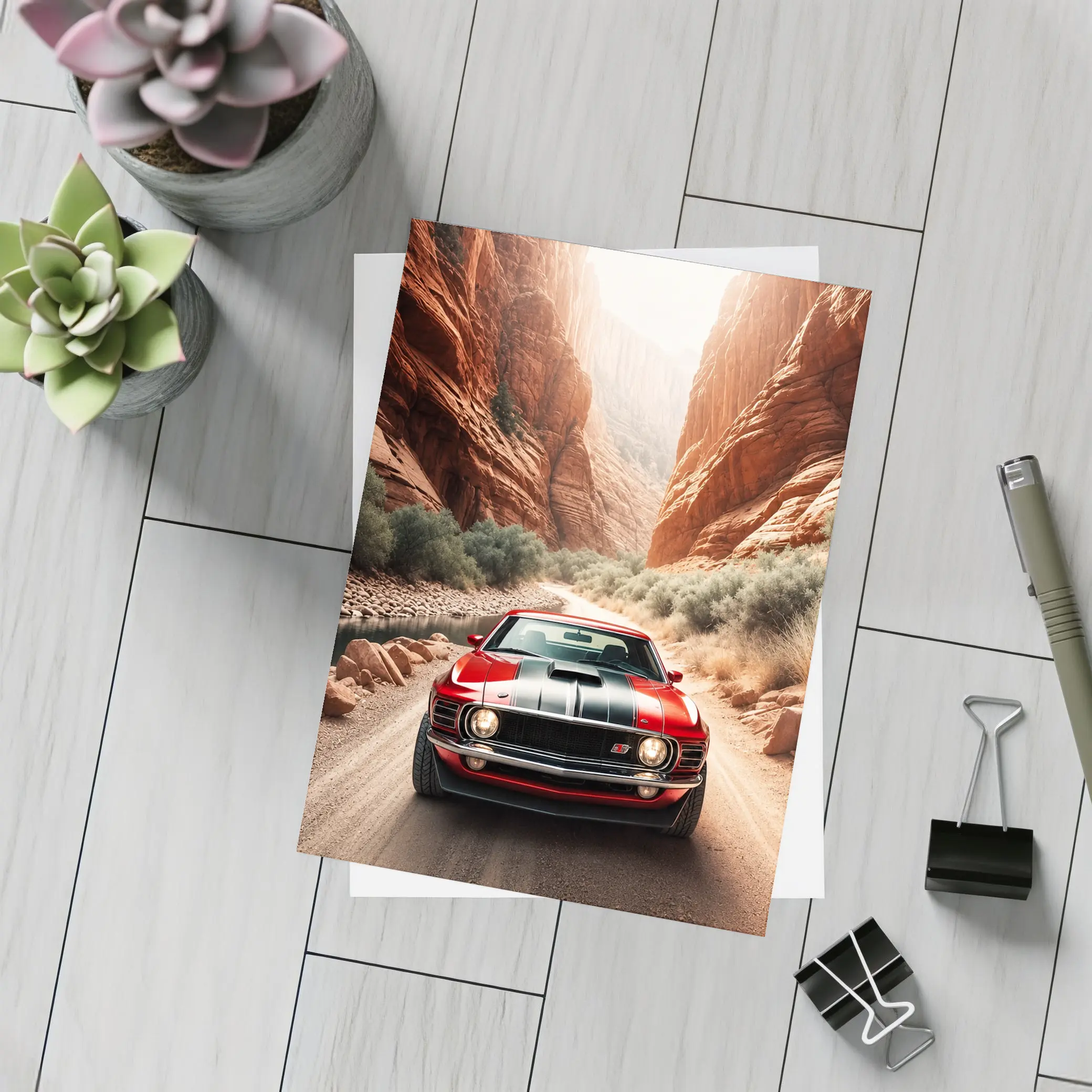 Ford Mustang Mach One Red Canyon Road – Postcards