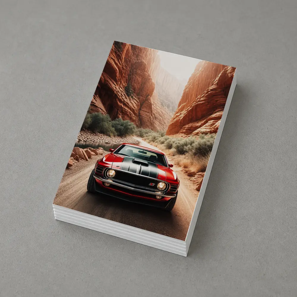 Ford Mustang Mach One Red Canyon Road – Postcards