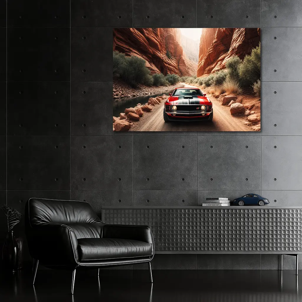 Ford Mustang Mach One Red Canyon Road – Wall Art