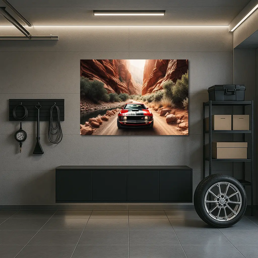 Ford Mustang Mach One Red Canyon Road – Wall Art