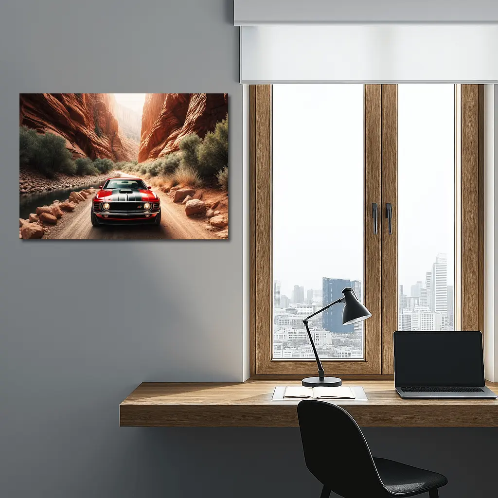 Ford Mustang Mach One Red Canyon Road – Wall Art