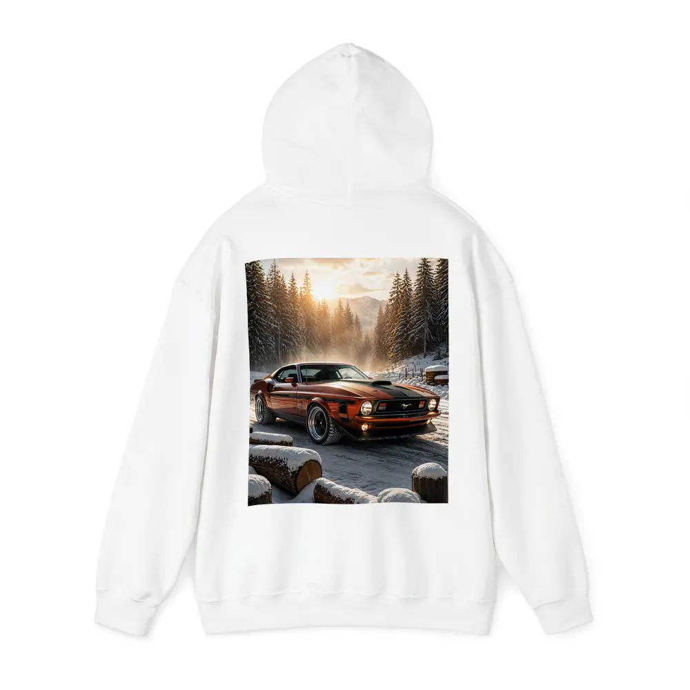 Ford Mustang Mach One Snowy Forest Sunset – Hoodies