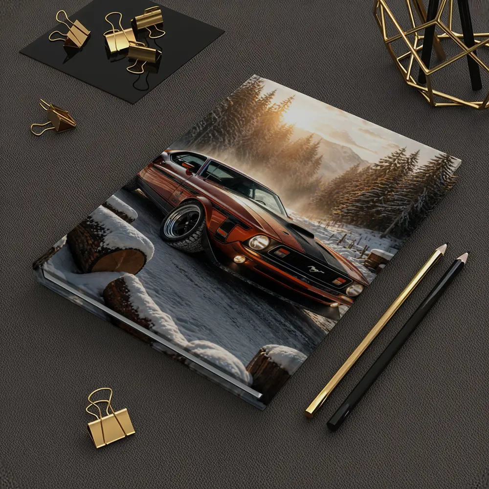 Ford Mustang Mach One Snowy Forest Sunset – Notebooks