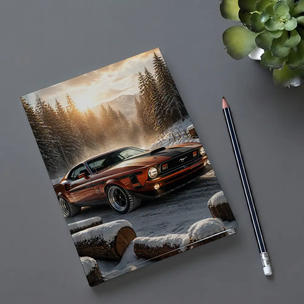 Ford Mustang Mach One Snowy Forest Sunset – Notebooks