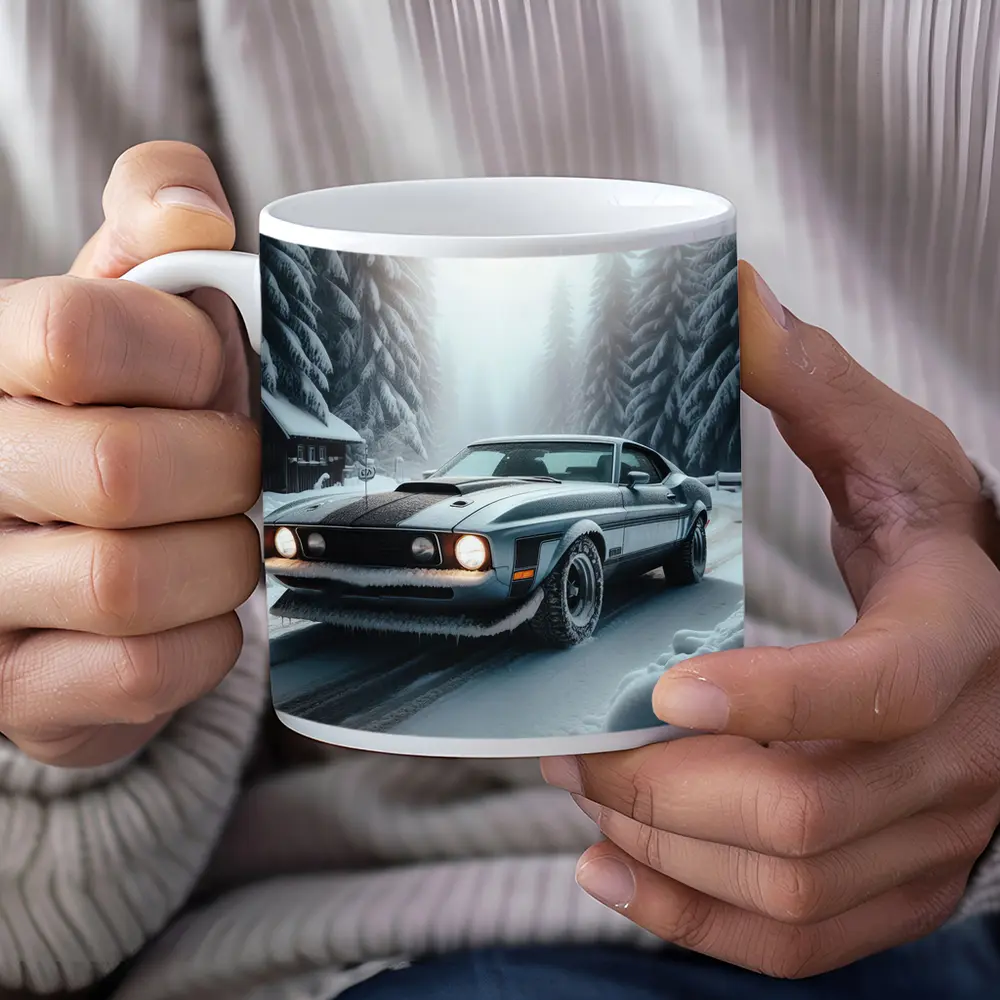 Ford Mustang Mach One Winter Forest Road – Mugs