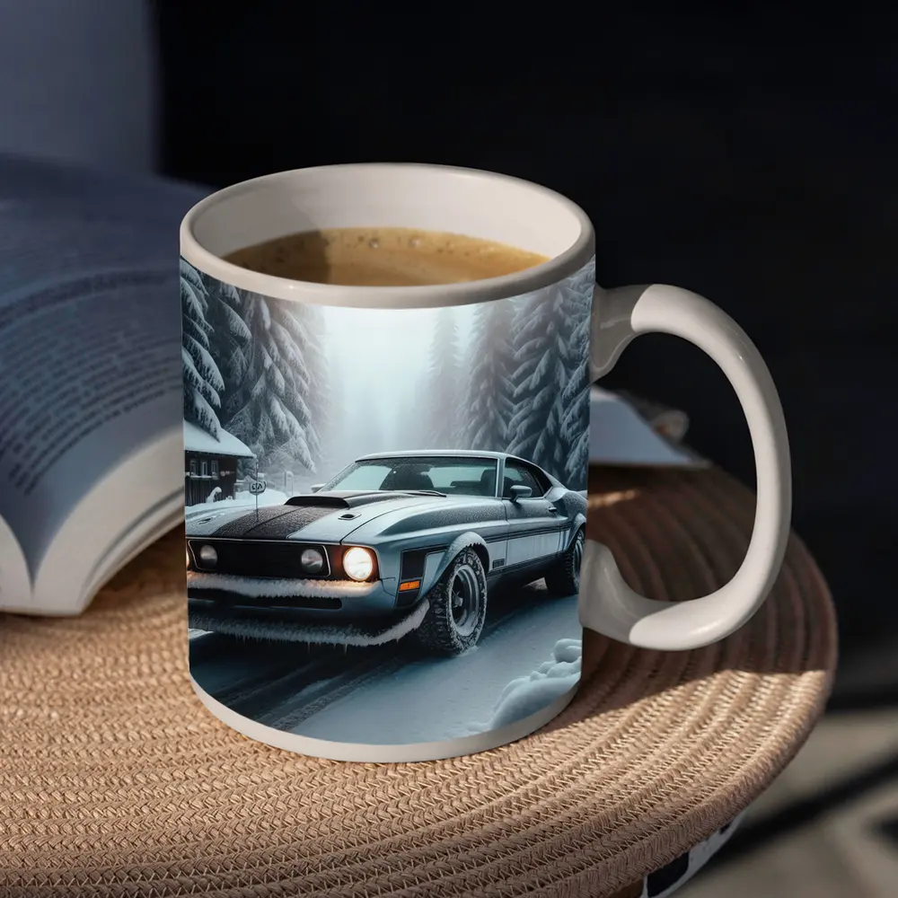 Ford Mustang Mach One Winter Forest Road – Mugs