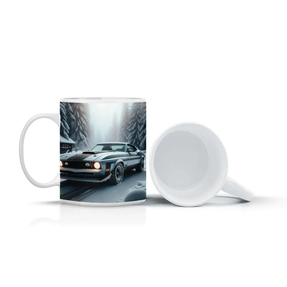 Ford Mustang Mach One Winter Forest Road – Mugs