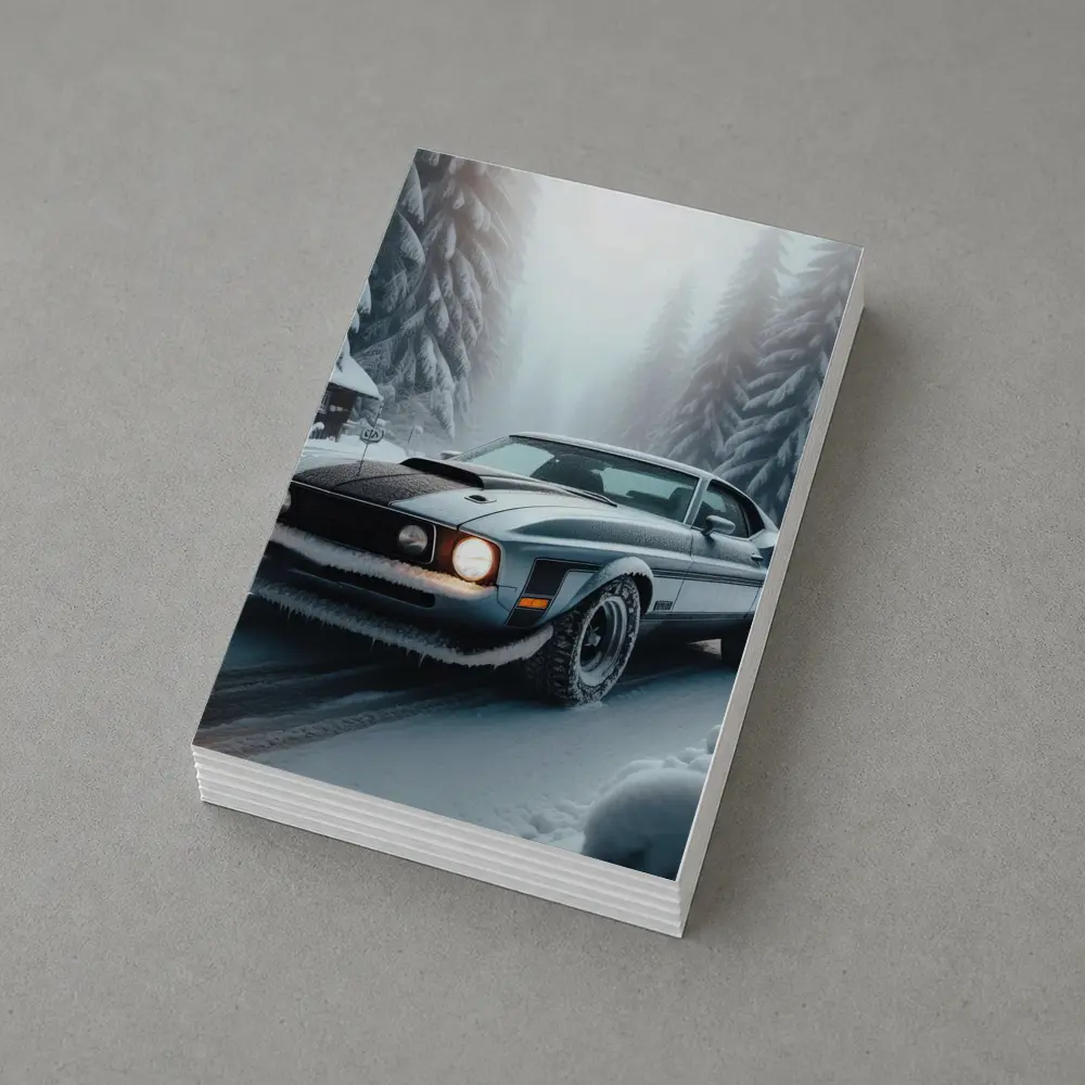 Ford Mustang Mach One Winter Forest Road – Postcards