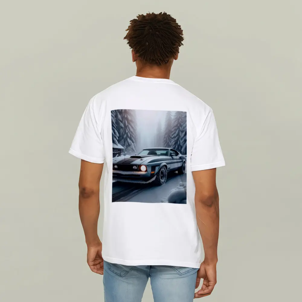Ford Mustang Mach One Winter Forest Road – T-Shirts