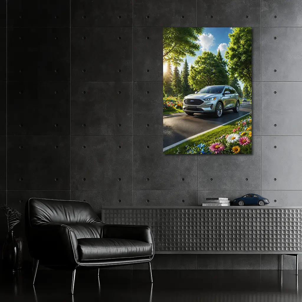 Ford Edge SUV Sunny Tree Lined Road – Wall Art