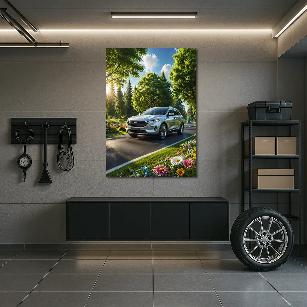 Ford Edge SUV Sunny Tree Lined Road – Wall Art