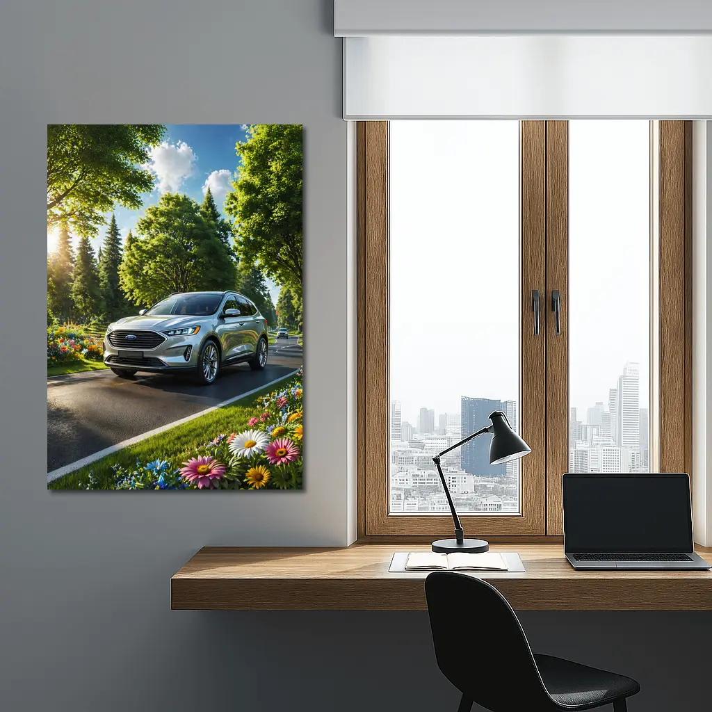 Ford Edge SUV Sunny Tree Lined Road – Wall Art