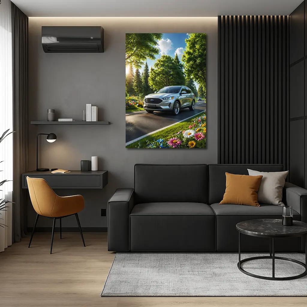 Ford Edge SUV Sunny Tree Lined Road – Wall Art