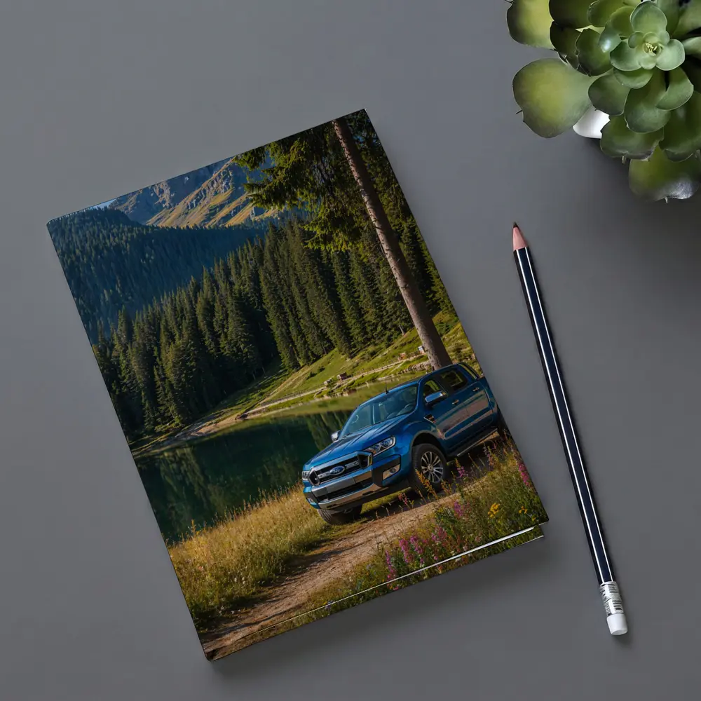 Ford Ranger Truck Parked By Mountain Lake – Notebooks