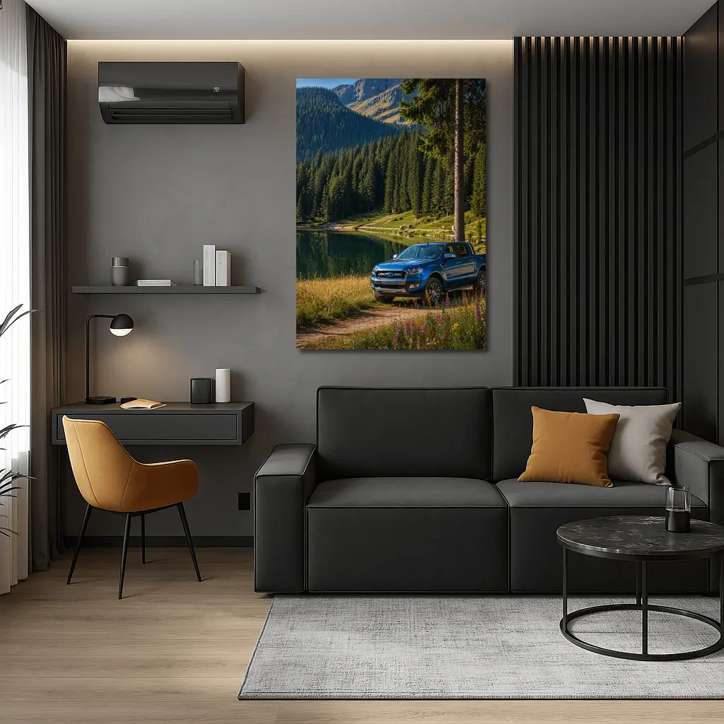 Ford Ranger Truck Parked By Mountain Lake – Wall Art