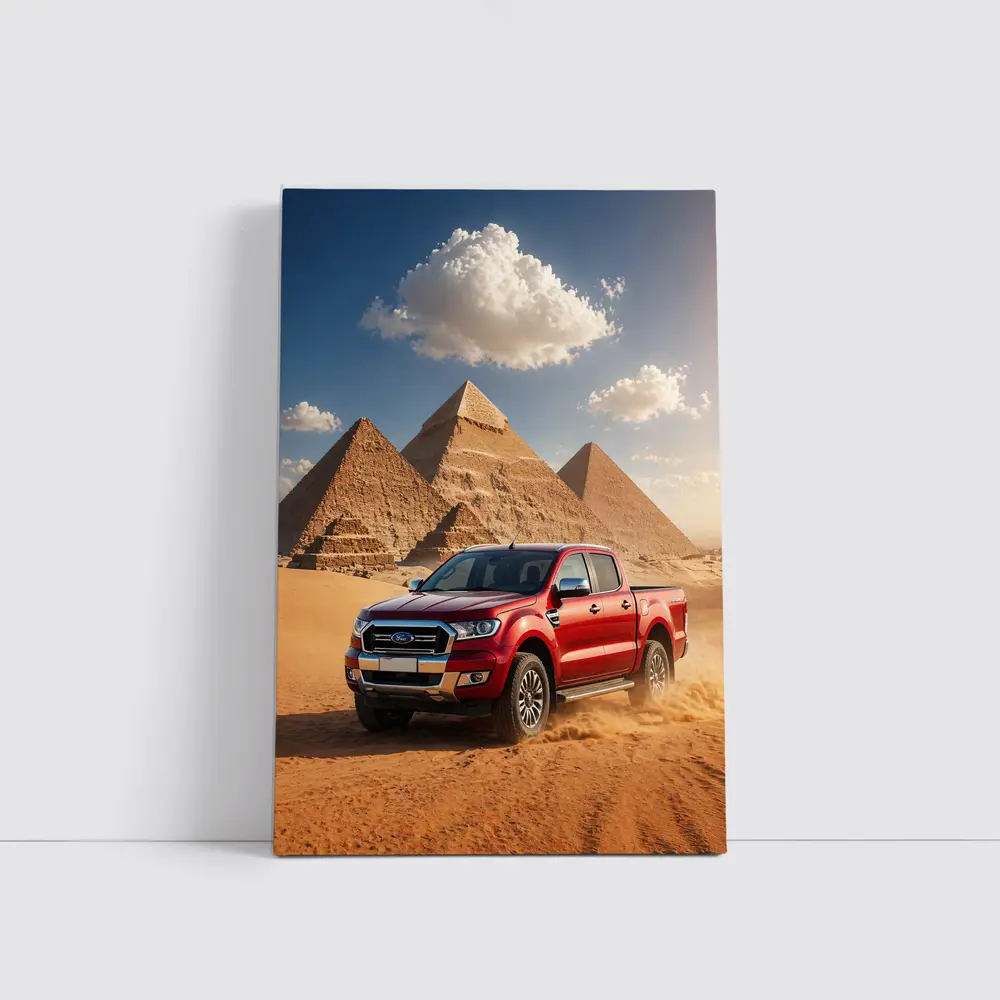 Ford Ranger Red Truck Egypt Pyramids Desert – Wall Art