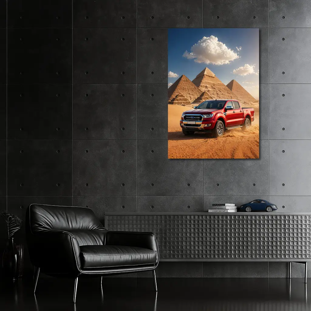 Ford Ranger Red Truck Egypt Pyramids Desert – Wall Art