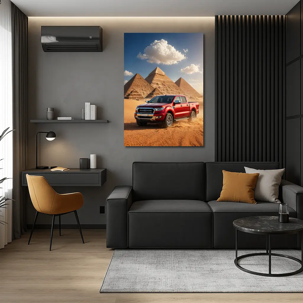 Ford Ranger Red Truck Egypt Pyramids Desert – Wall Art