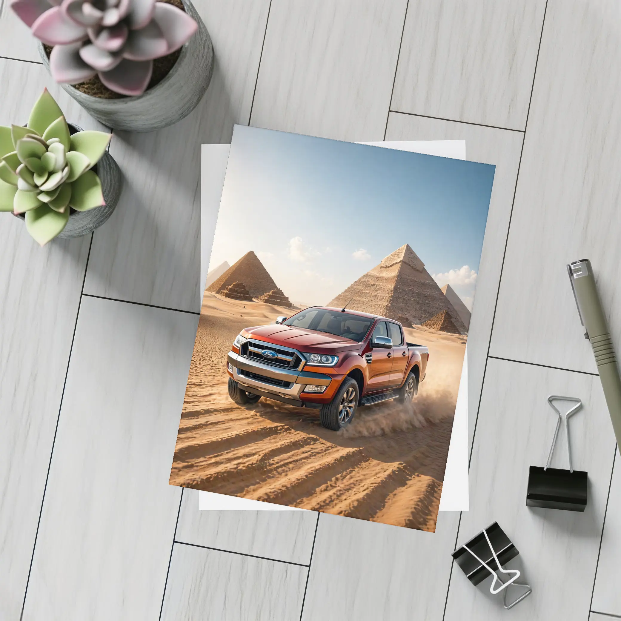 Ford Ranger Pickup Truck Egypt Pyramids Desert – Postcards