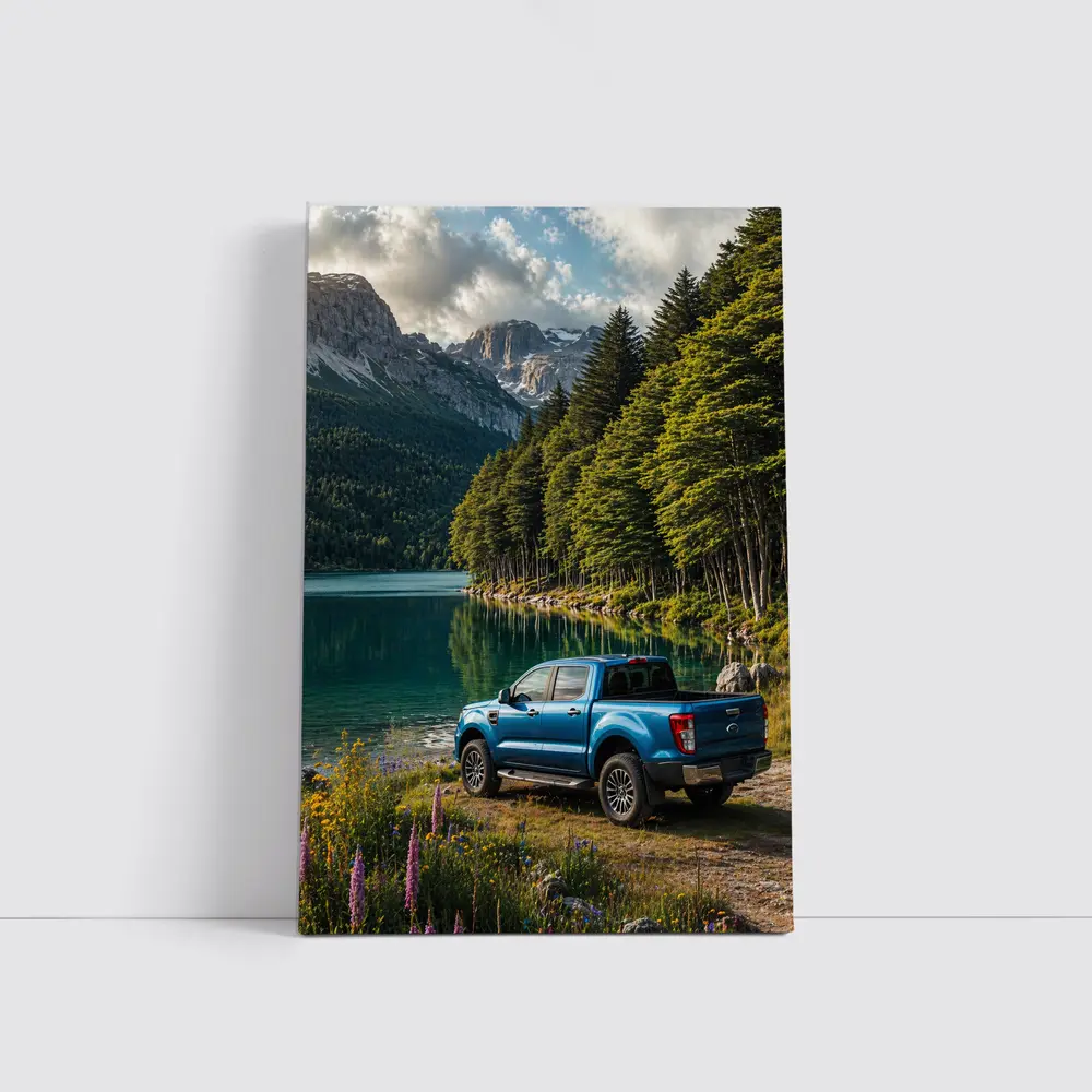 Ford Ranger Blue Truck Mountain Lake – Wall Art