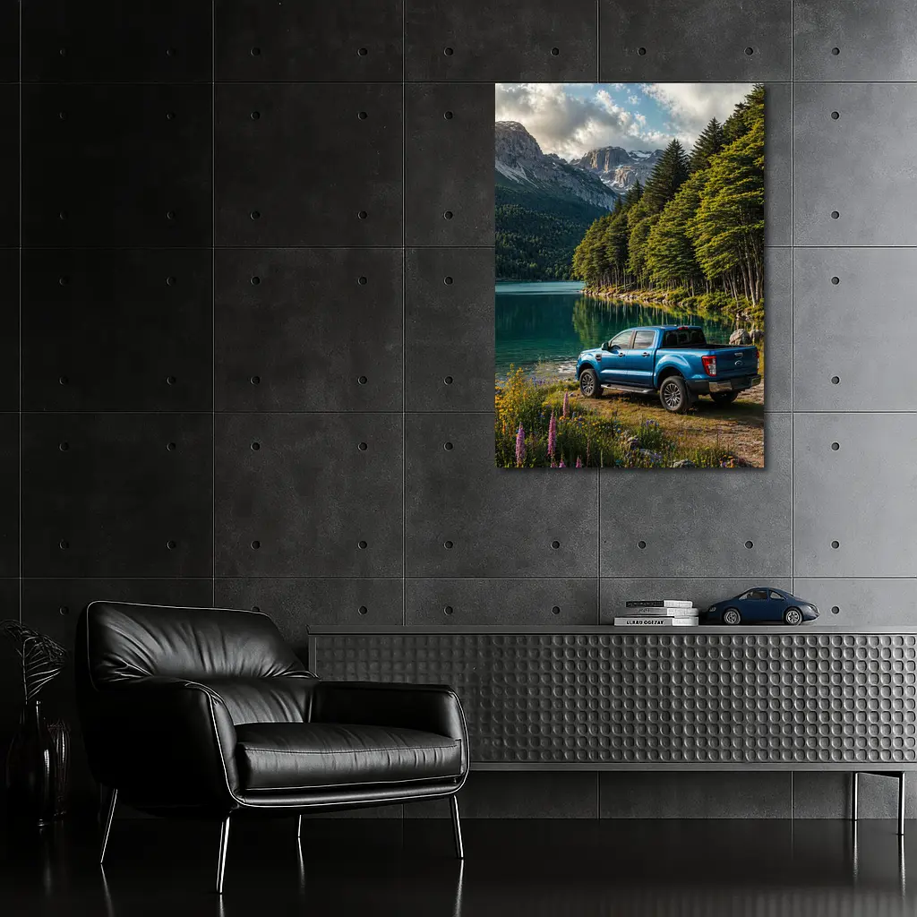 Ford Ranger Blue Truck Mountain Lake – Wall Art