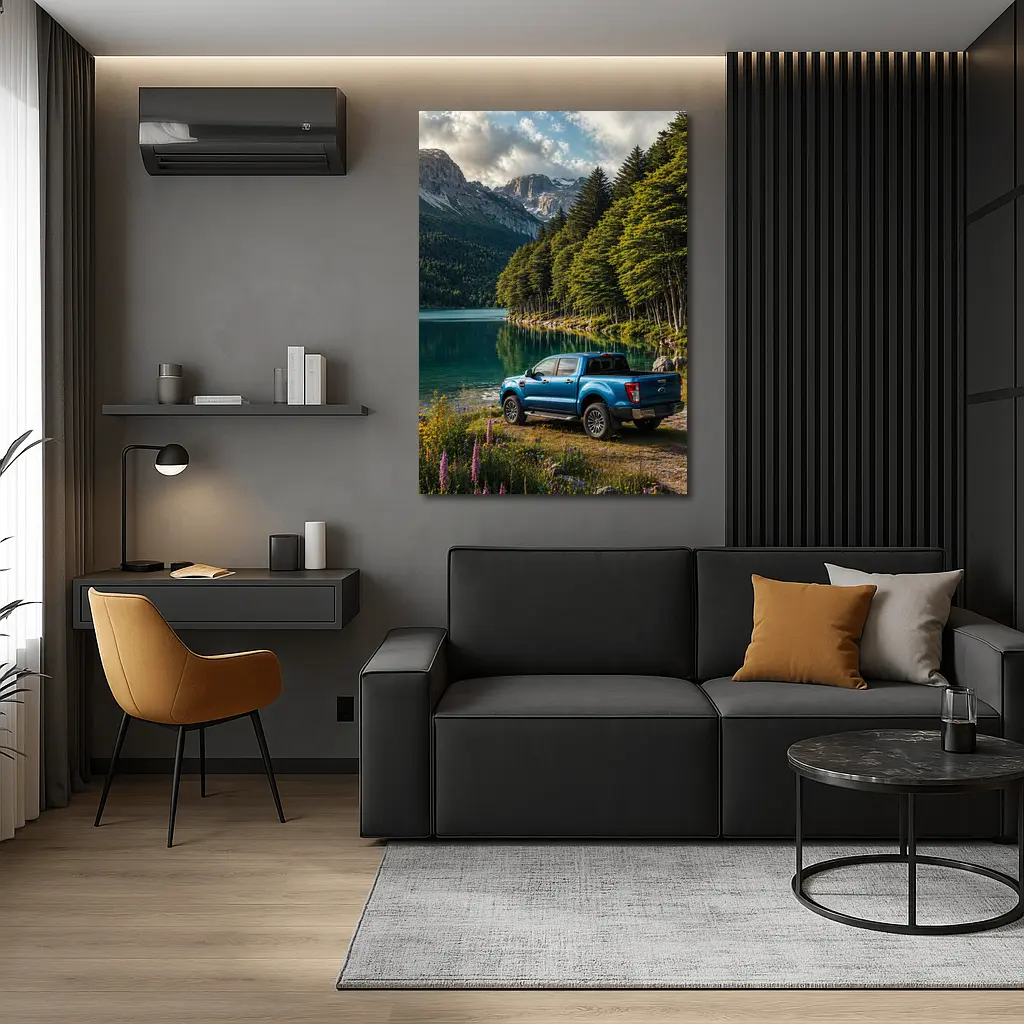 Ford Ranger Blue Truck Mountain Lake – Wall Art