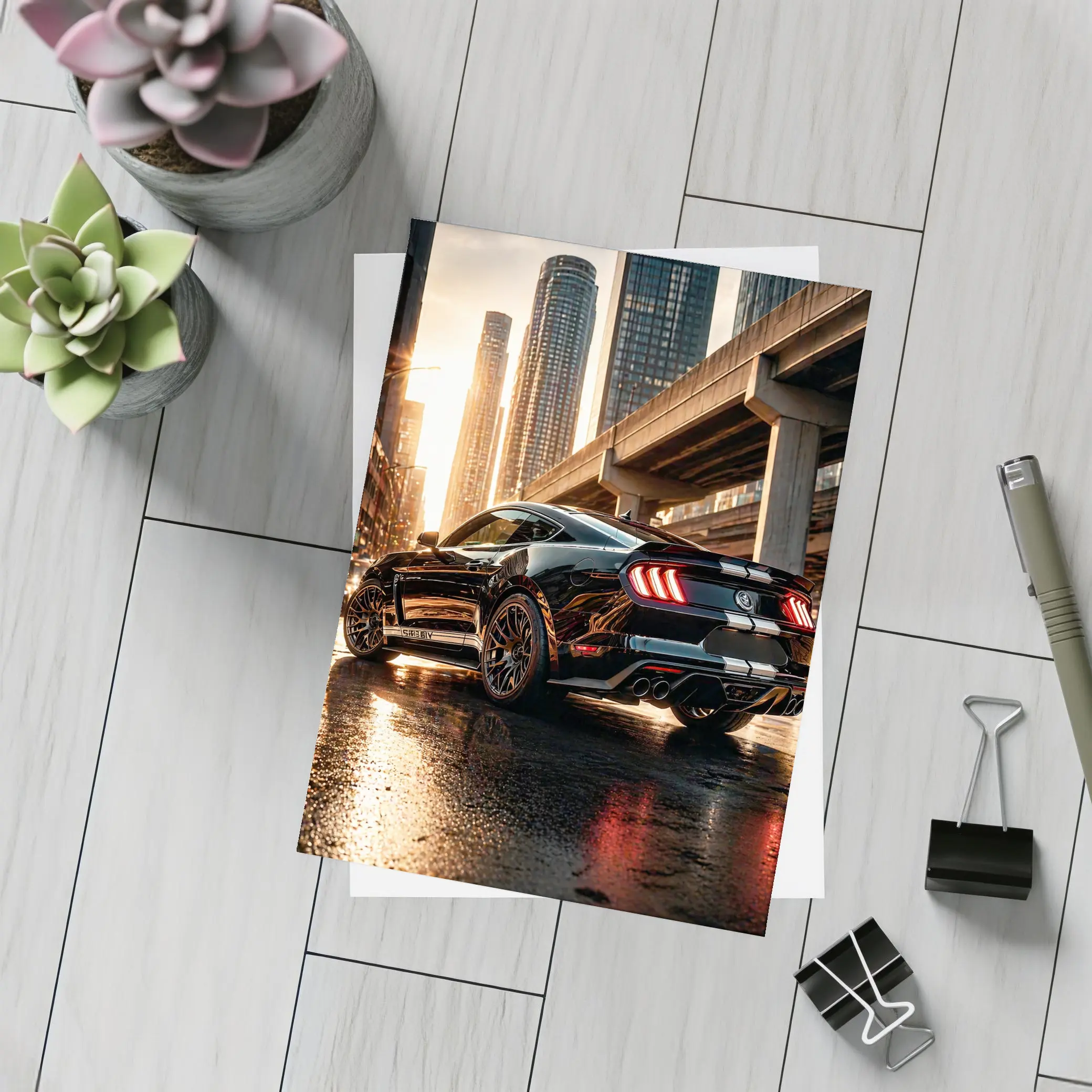 Ford Shelby GT500 Black City Sunset – Postcards