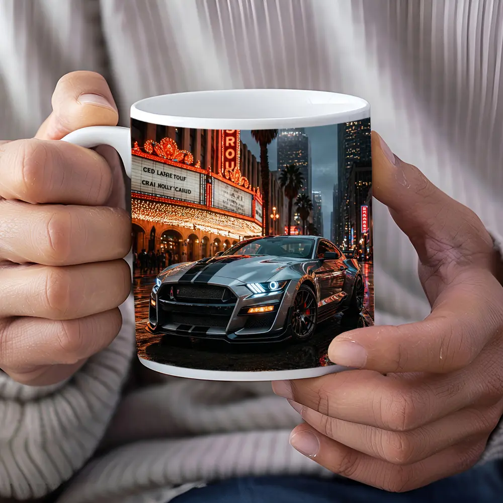 Ford Shelby GT500 Mustang Rainy Los Angeles Night – Mugs