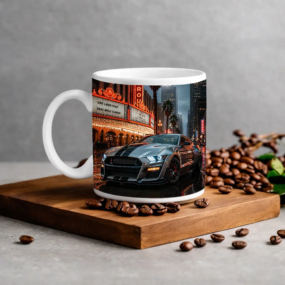 Ford Shelby GT500 Mustang Rainy Los Angeles Night – Mugs