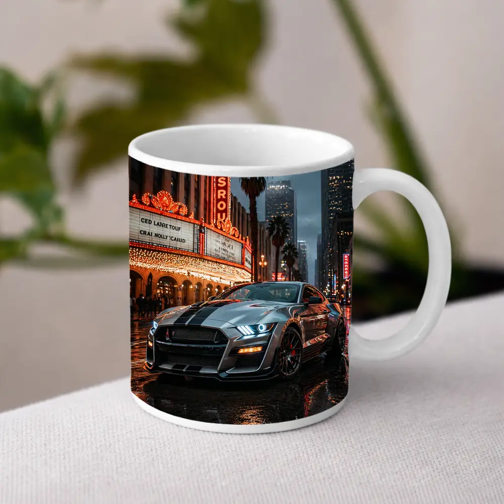 Ford Shelby GT500 Mustang Rainy Los Angeles Night – Mugs