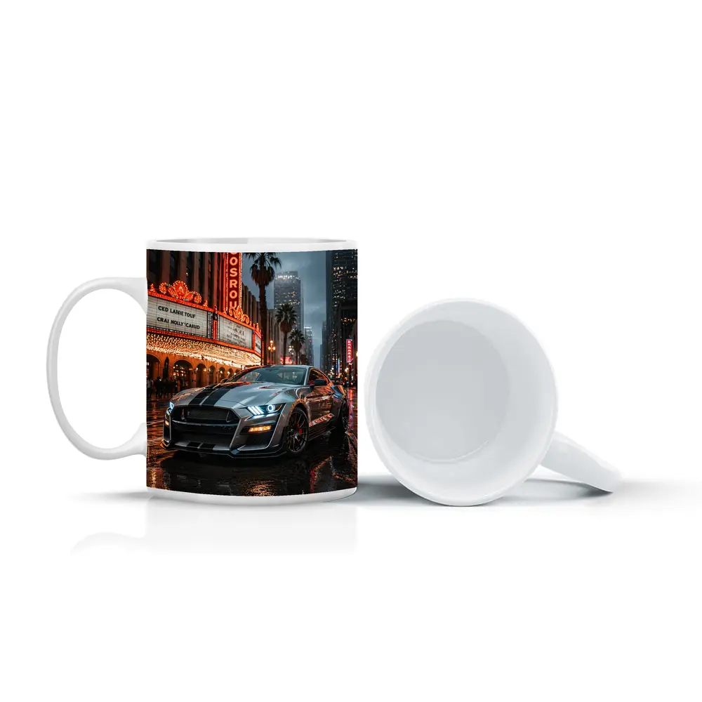 Ford Shelby GT500 Mustang Rainy Los Angeles Night – Mugs