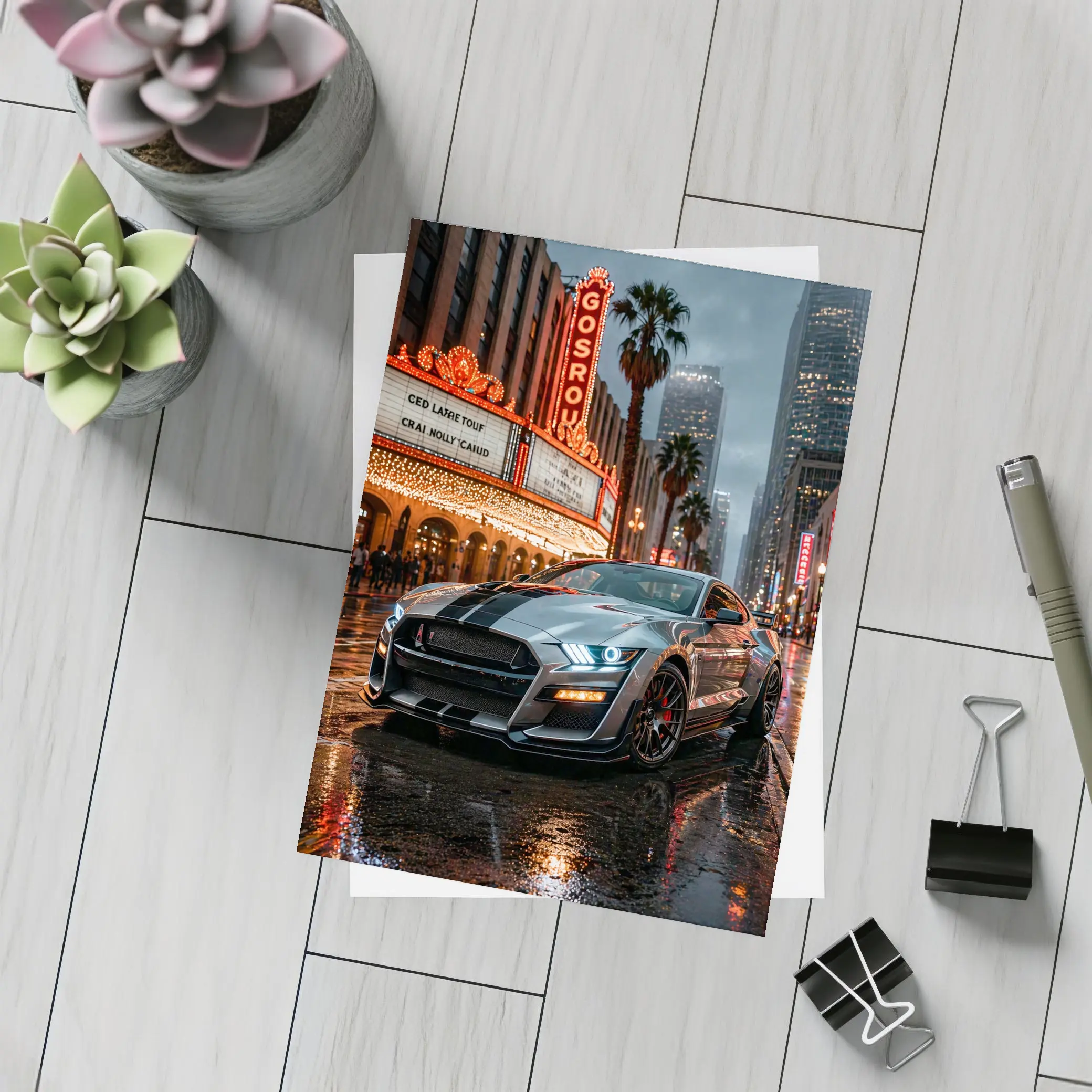 Ford Shelby GT500 Mustang Rainy Los Angeles Night – Postcards