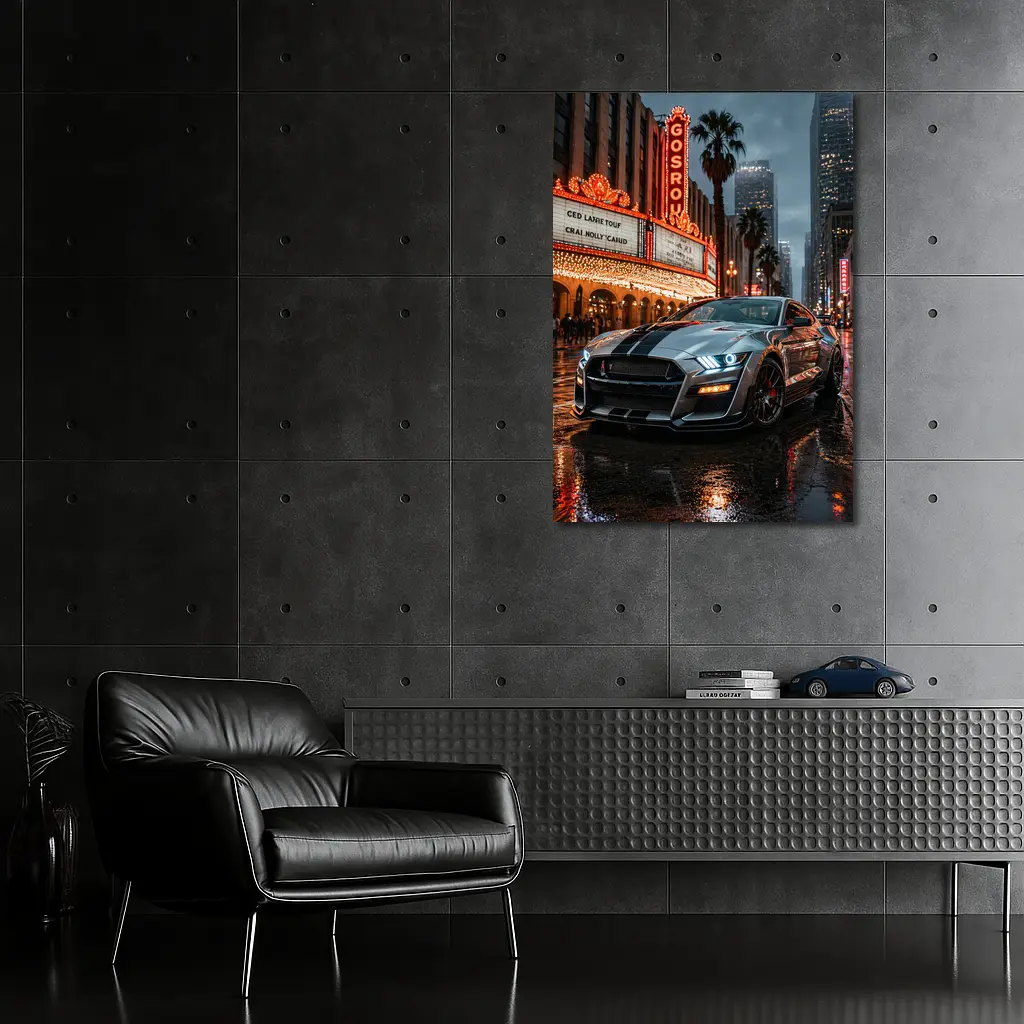 Ford Shelby GT500 Mustang Rainy Los Angeles Night – Wall Art