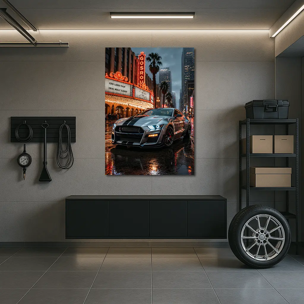 Ford Shelby GT500 Mustang Rainy Los Angeles Night – Wall Art