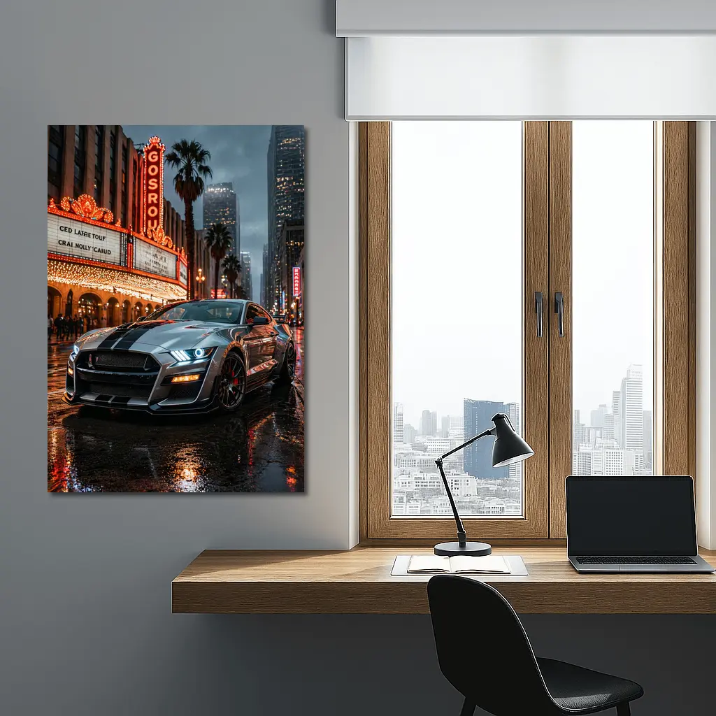 Ford Shelby GT500 Mustang Rainy Los Angeles Night – Wall Art