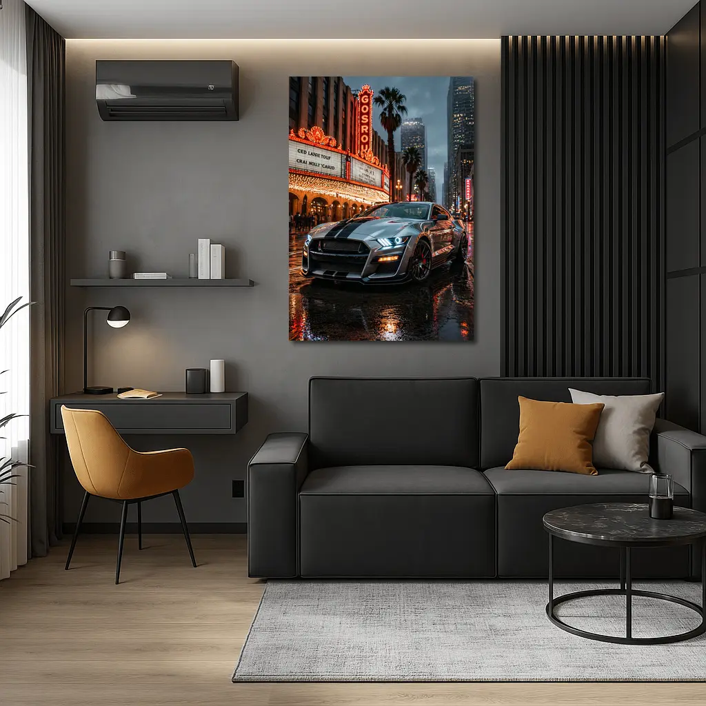 Ford Shelby GT500 Mustang Rainy Los Angeles Night – Wall Art
