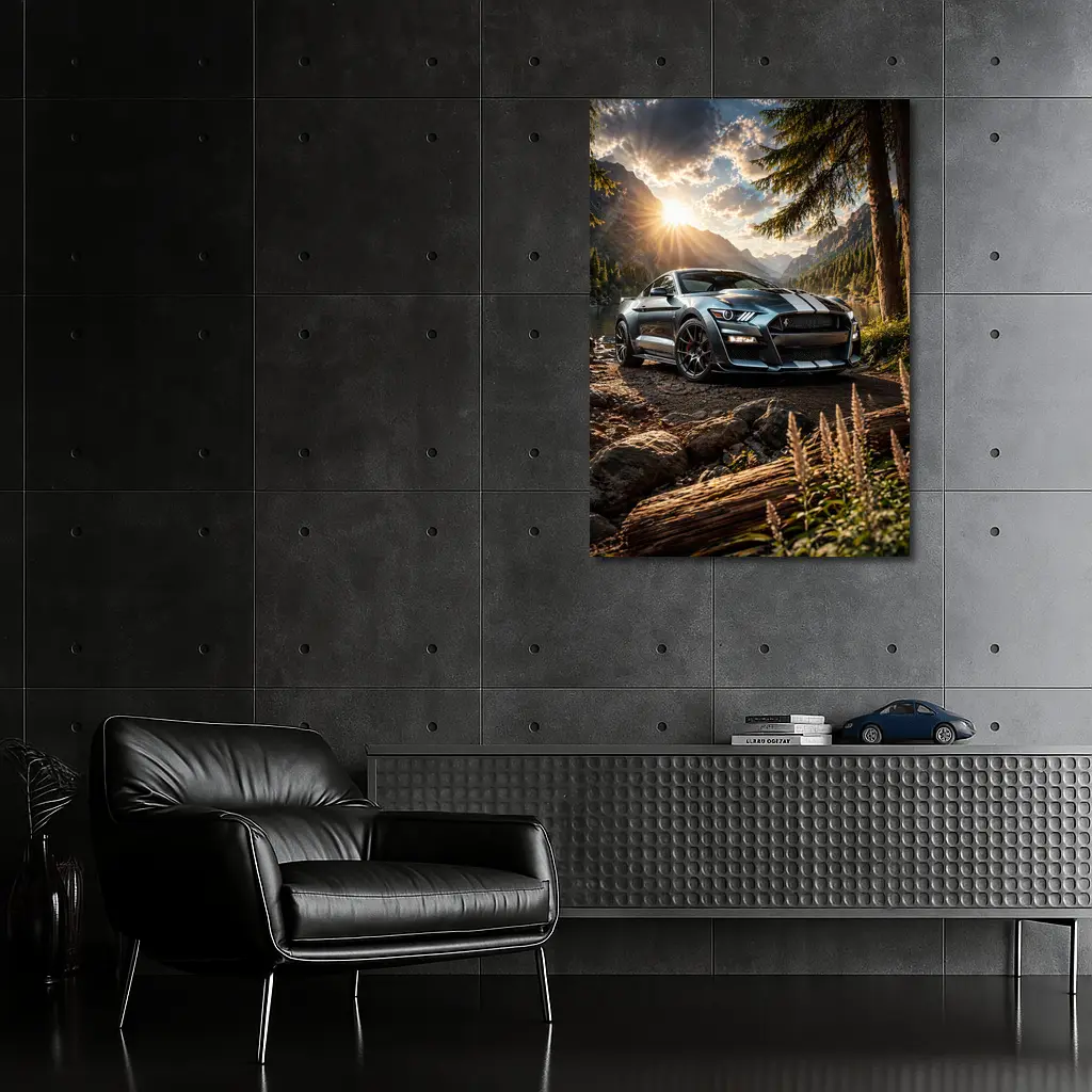 Ford Shelby GT500 Mustang Mountain Lake Setting – Wall Art