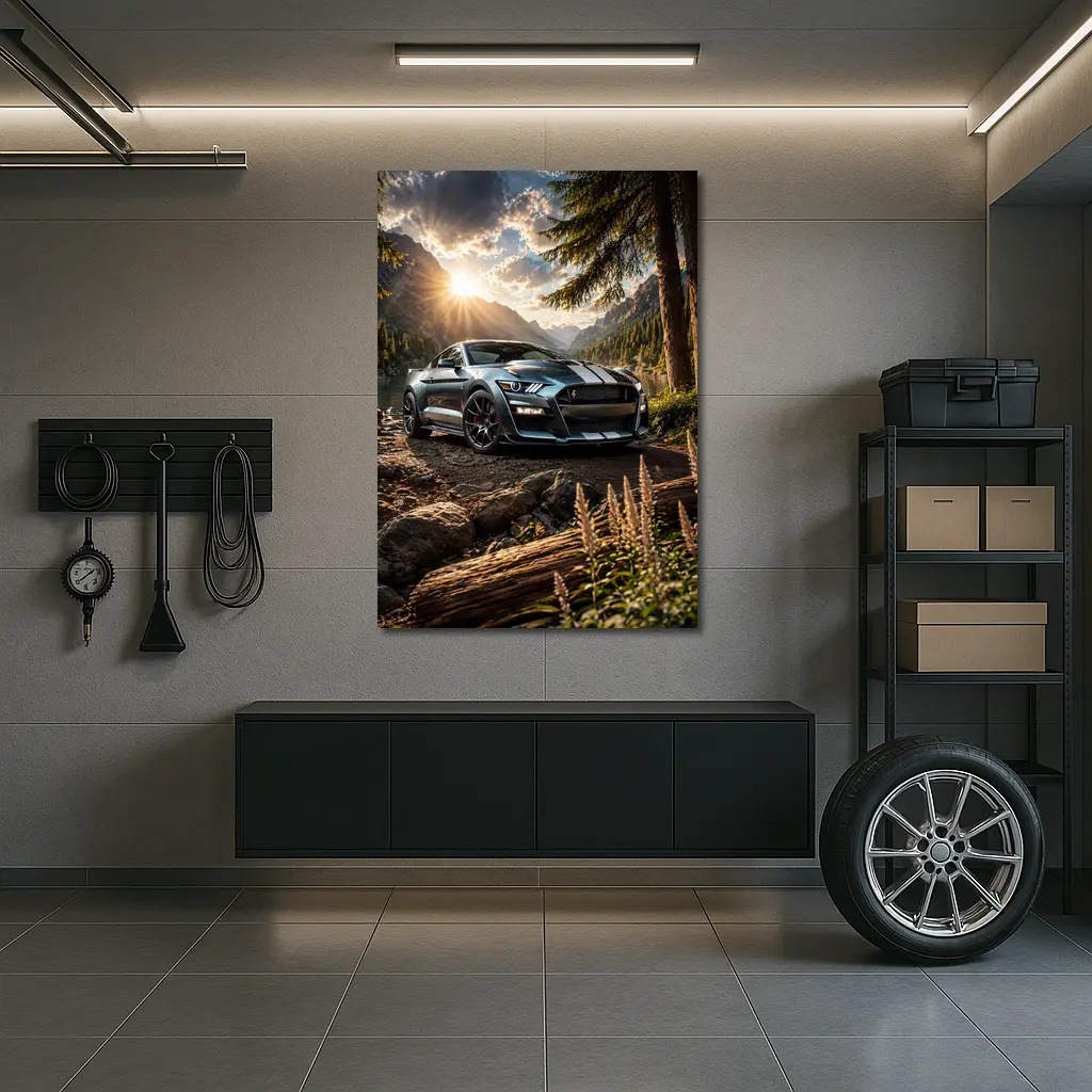 Ford Shelby GT500 Mustang Mountain Lake Setting – Wall Art