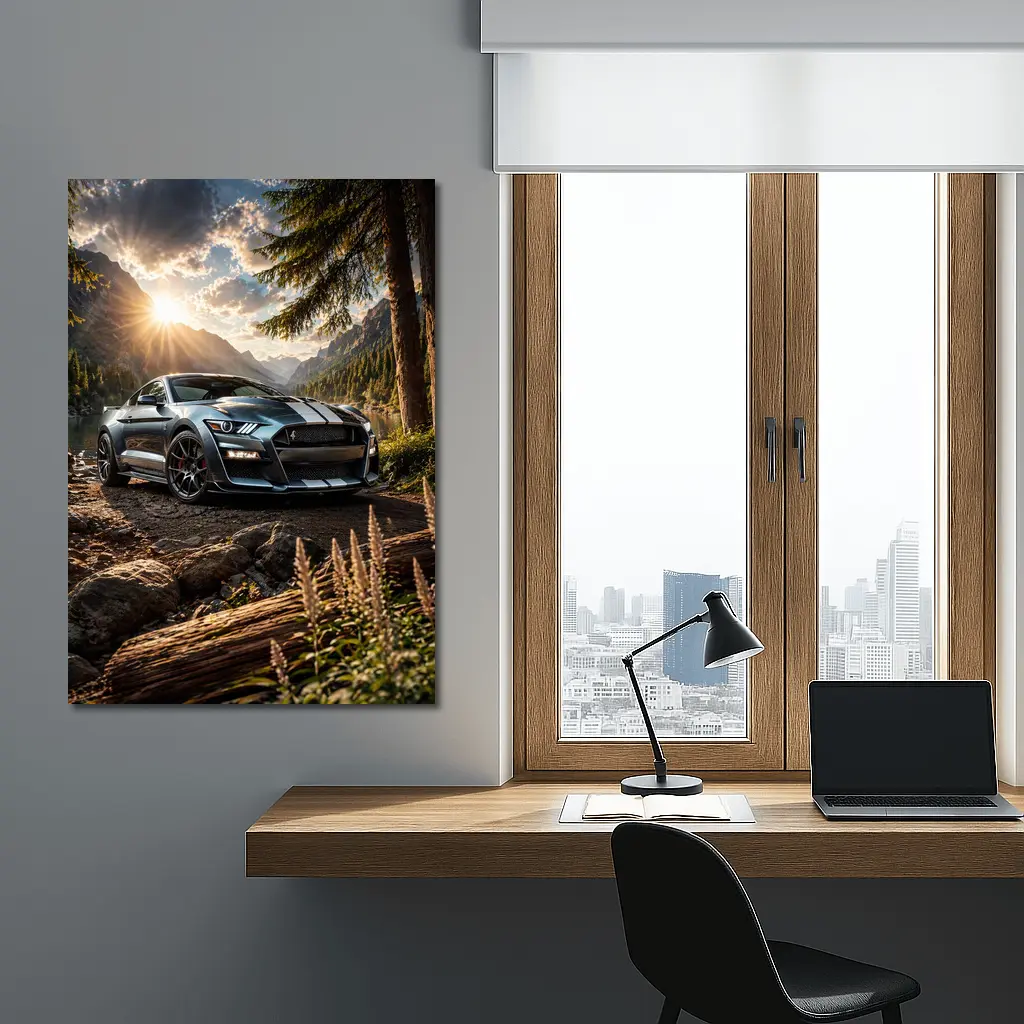 Ford Shelby GT500 Mustang Mountain Lake Setting – Wall Art