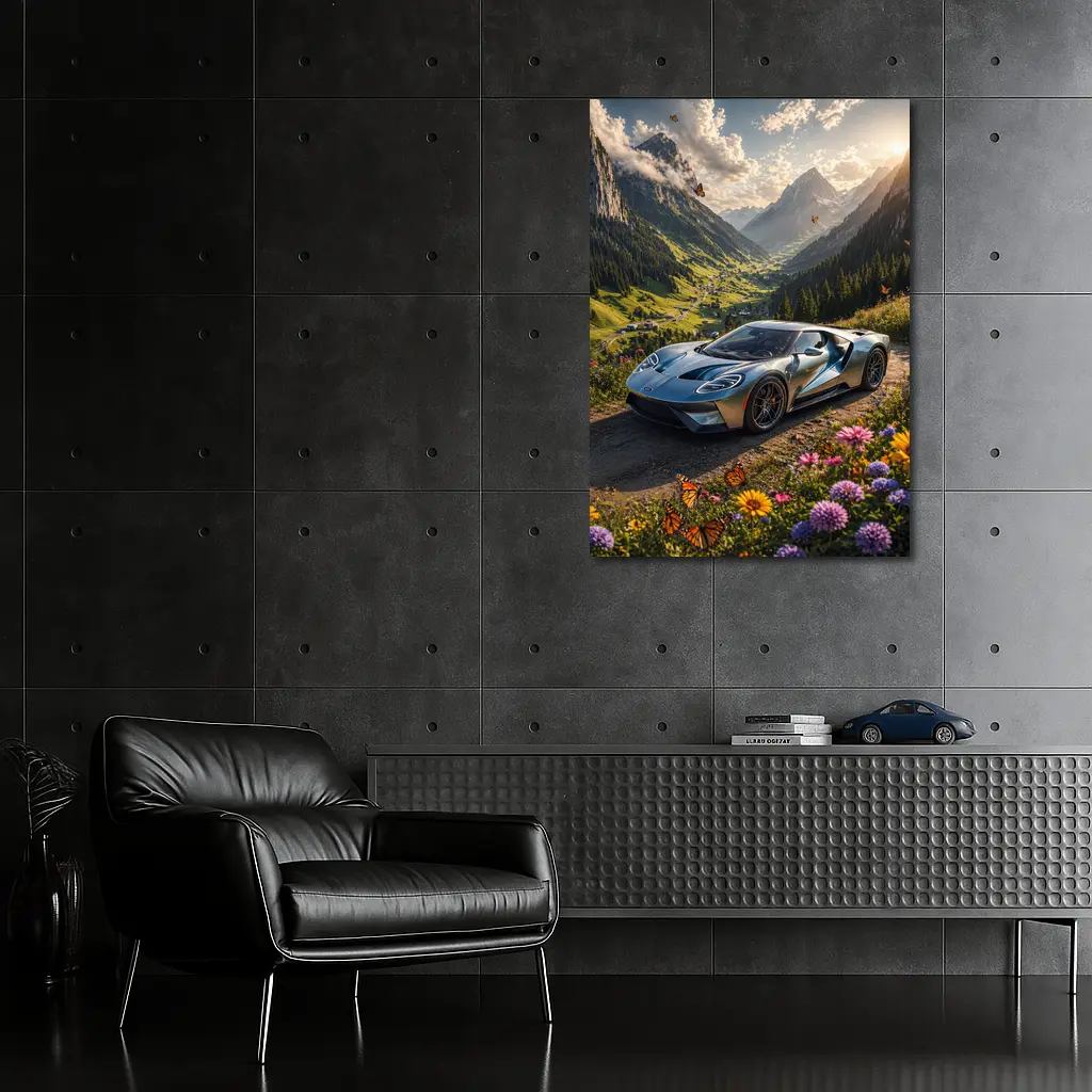 Ford GT Supercar Alpine Valley Wildflowers – Wall Art